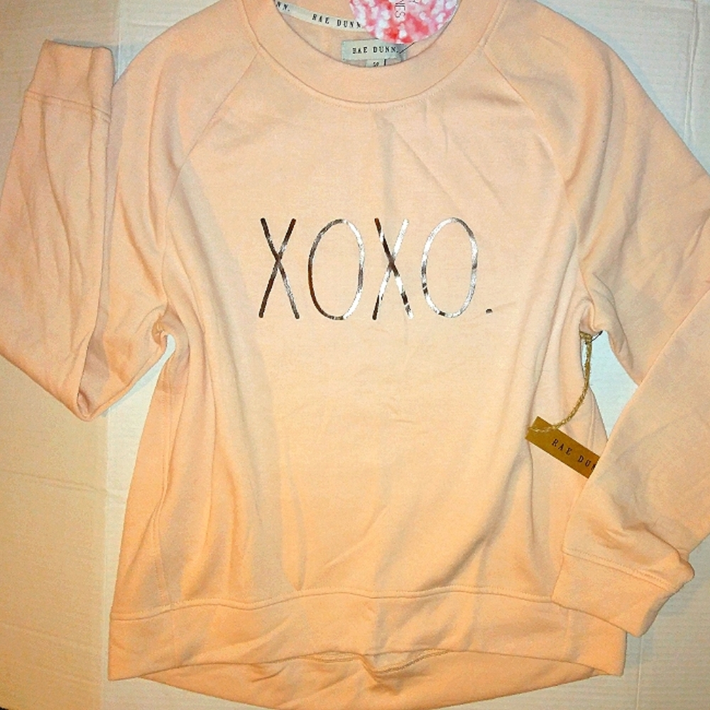 NWT☆RAE DUNN☆Plush Pink Fleece Lined  Pullover Sweatshirt☆XOXO☆